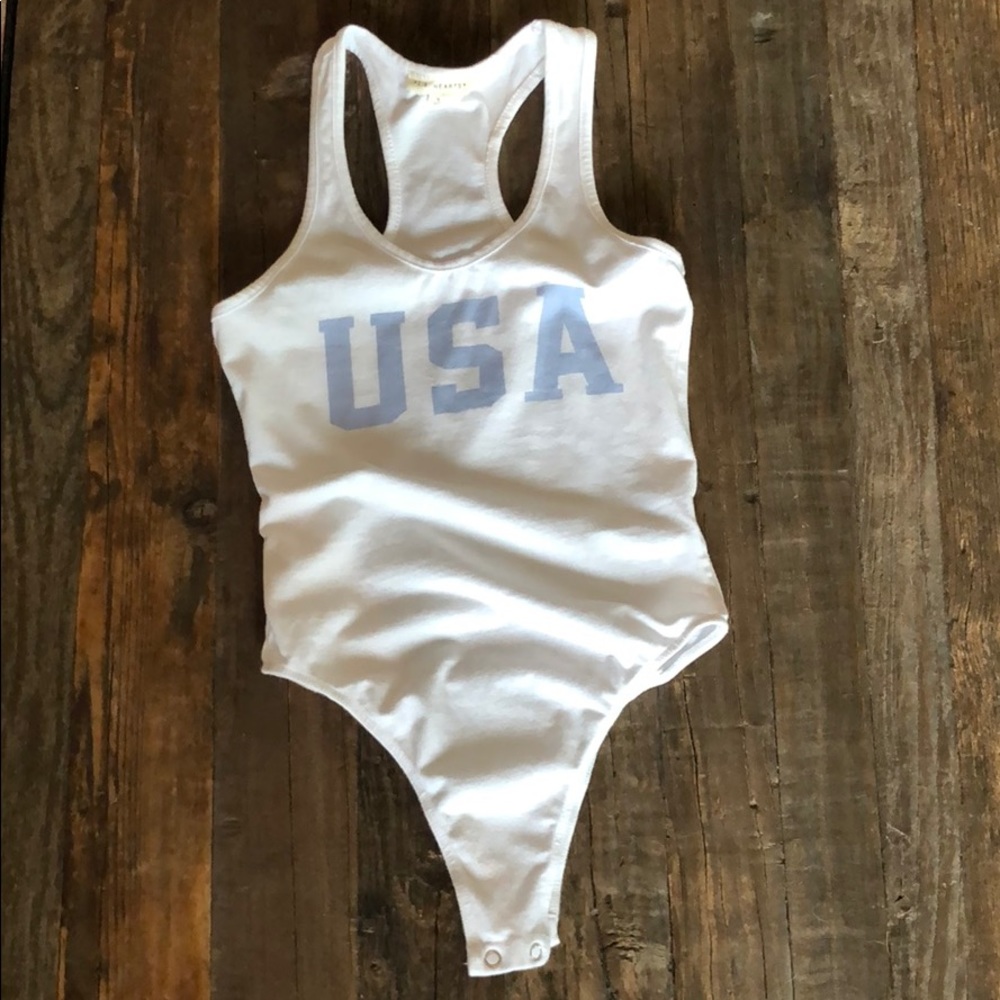 White USA LA Hearts Racerback Leotard